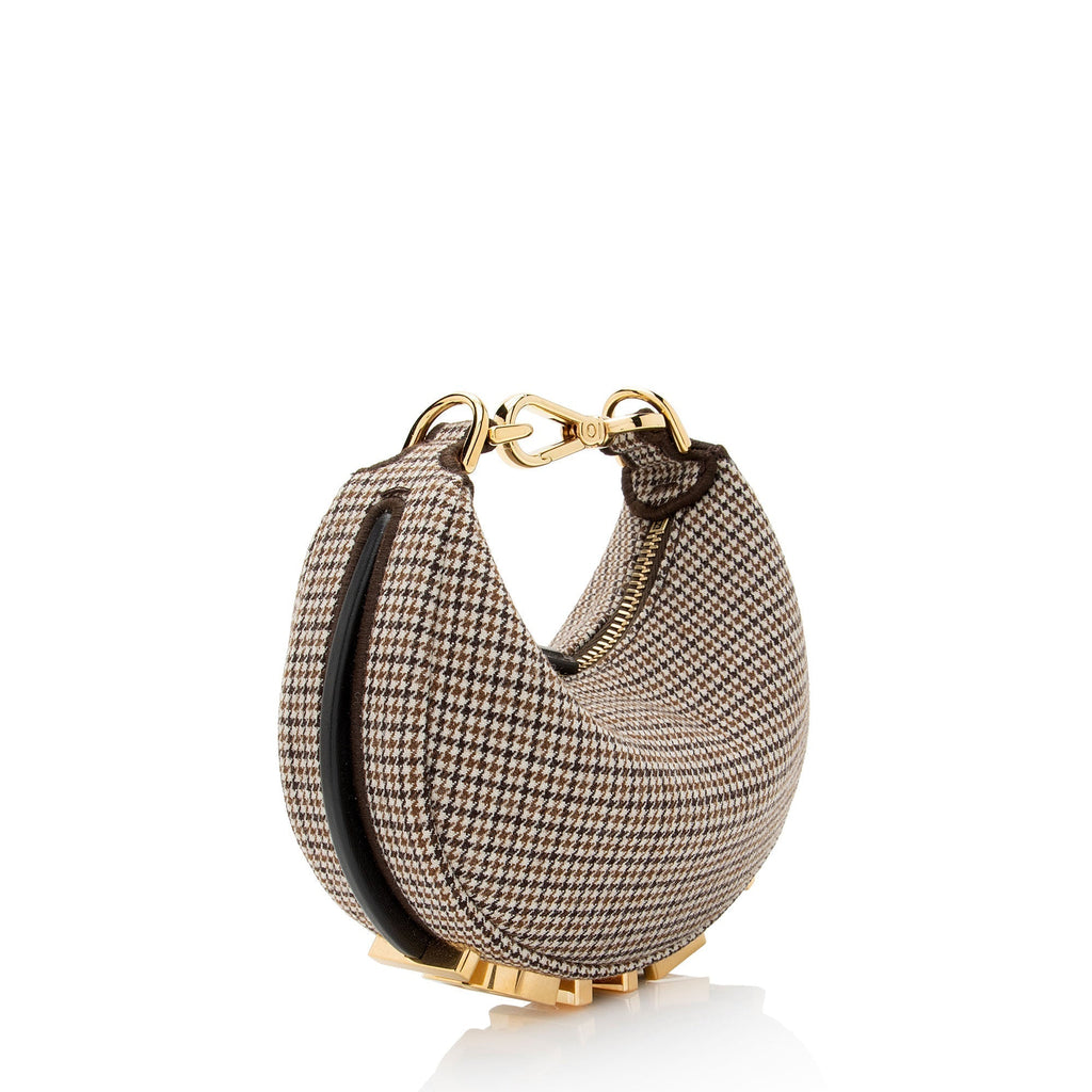 Fendi Houndstooth Wool Fendigraphy Nano Hobo (SHF-N6cAIe)