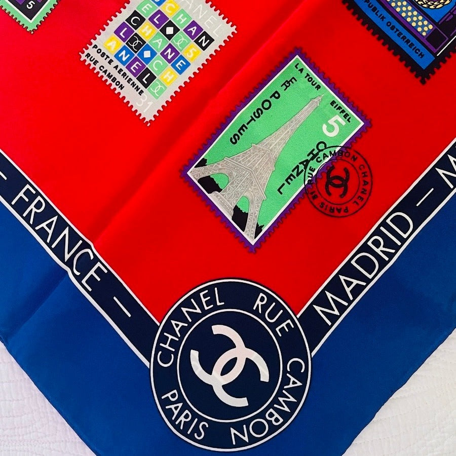 Chanel World Stamps Silk Scarf