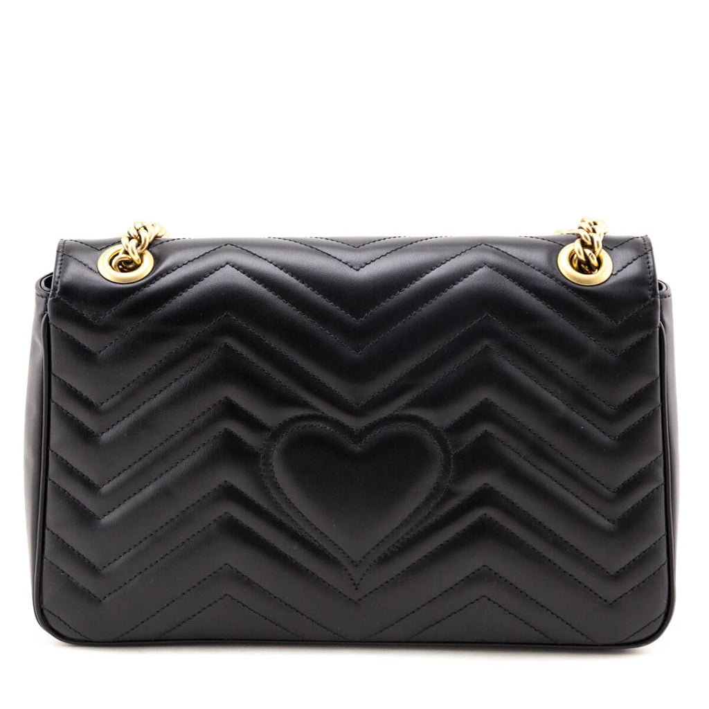 Gucci Black Calfskin Matelasse Large GG Marmont Shoulder Bag