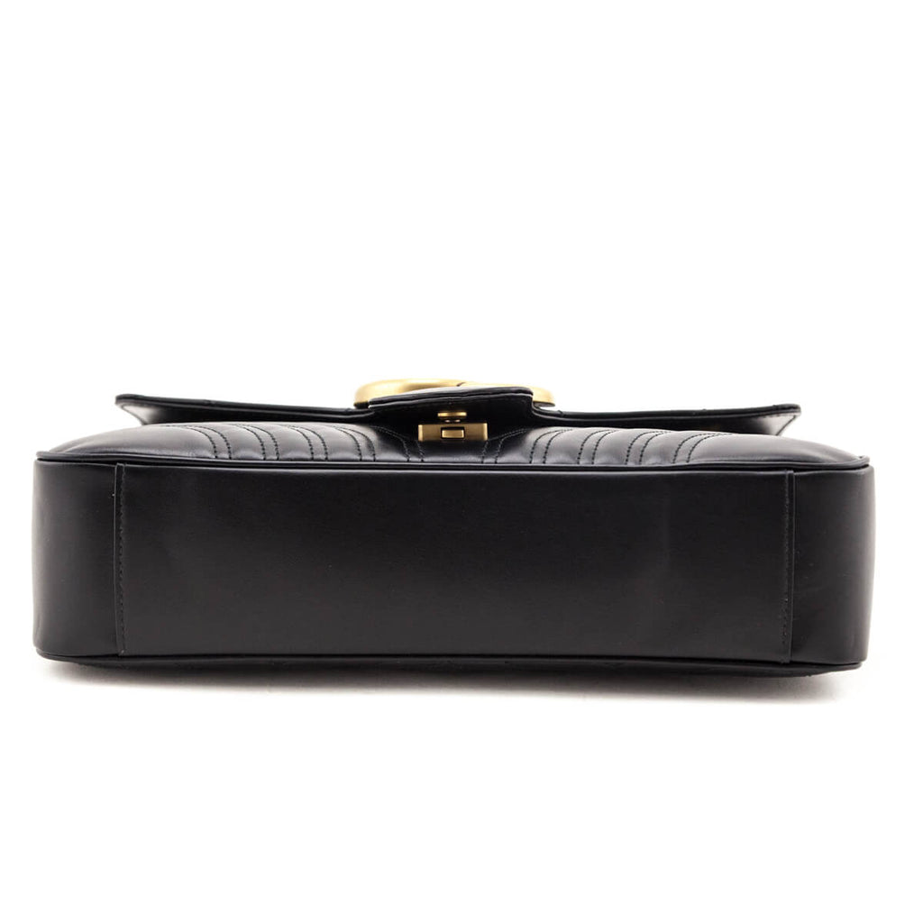 Gucci Black Calfskin Matelasse Large GG Marmont Shoulder Bag