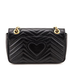 Gucci Black Calfskin Matelasse Small GG Marmont Shoulder Bag