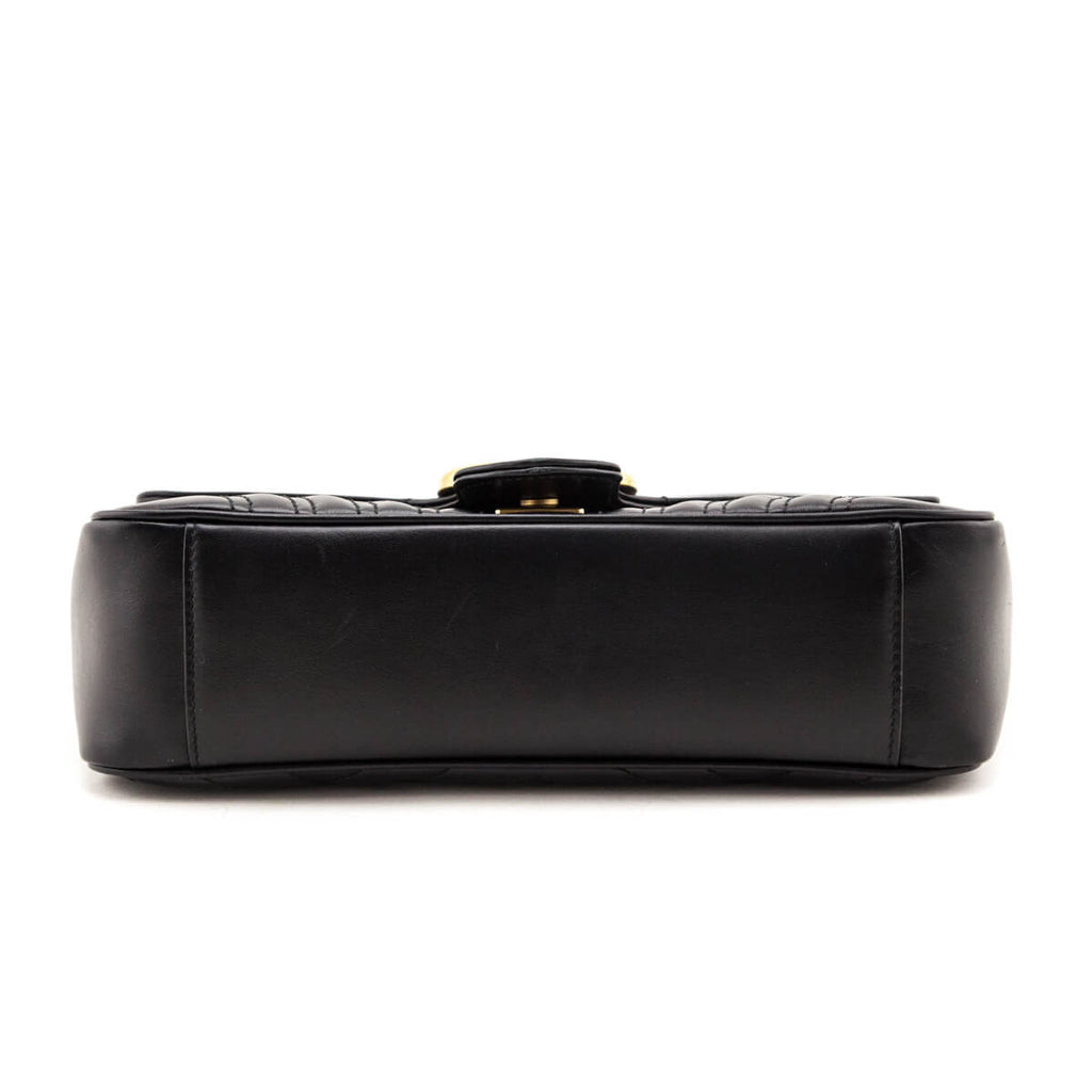 Gucci Black Calfskin Matelasse Small GG Marmont Shoulder Bag