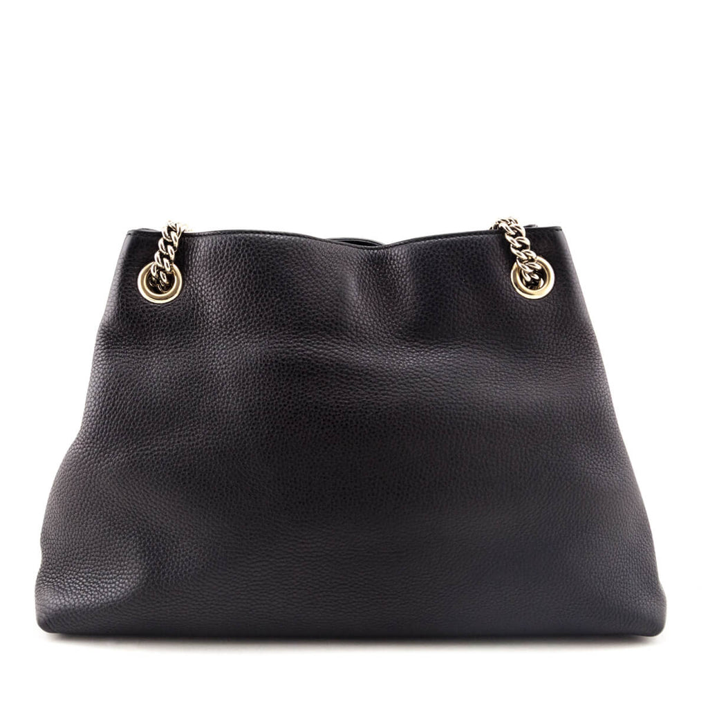 Gucci Black Pebbled Calfskin Medium Soho Chain Shoulder Bag