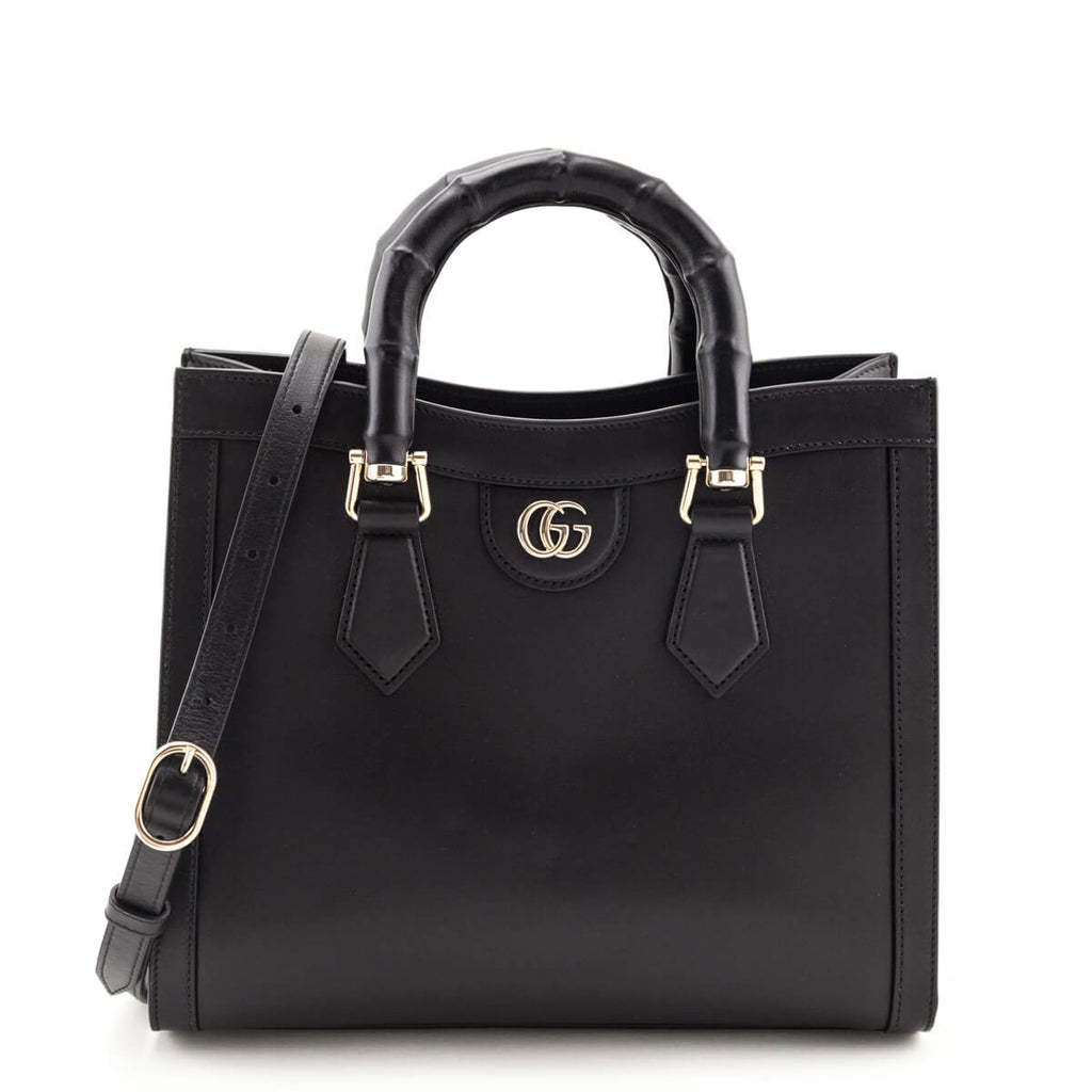 Gucci Black Sweetbread Calfskin Small Diana Tote Bag