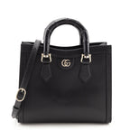 Gucci Black Sweetbread Calfskin Small Diana Tote Bag