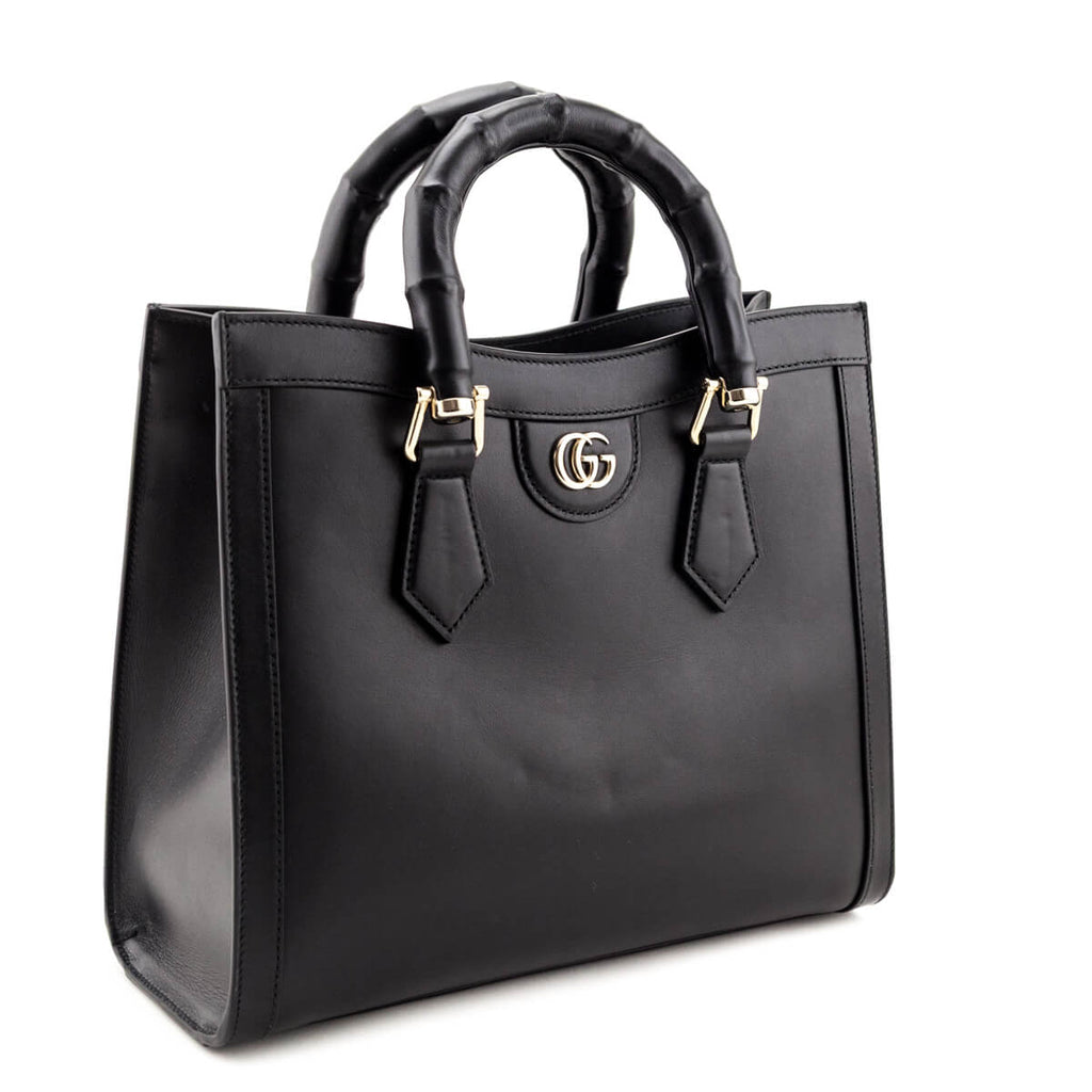 Gucci Black Sweetbread Calfskin Small Diana Tote Bag