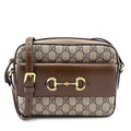 Gucci Brown GG Supreme Monogram Small Horsebit 1955 Shoulder Bag