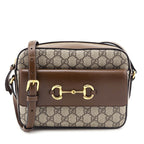 Gucci Brown GG Supreme Monogram Small Horsebit 1955 Shoulder Bag