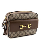 Gucci Brown GG Supreme Monogram Small Horsebit 1955 Shoulder Bag