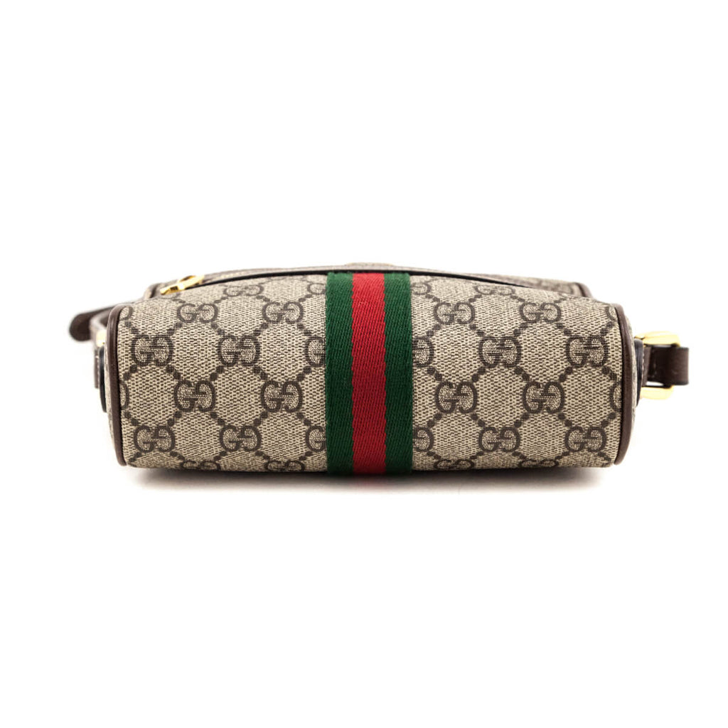 Gucci Brown GG Supreme Monogram Web Mini Ophidia Shoulder Bag