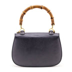 Gucci Gray Grained Calfskin Bamboo Top Handle Bag