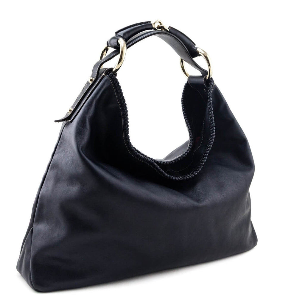 Gucci Navy Horsebit Large Hobo