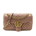 Gucci Porcelain Rose Calfskin Matelasse Small GG Marmont Shoulder Bag