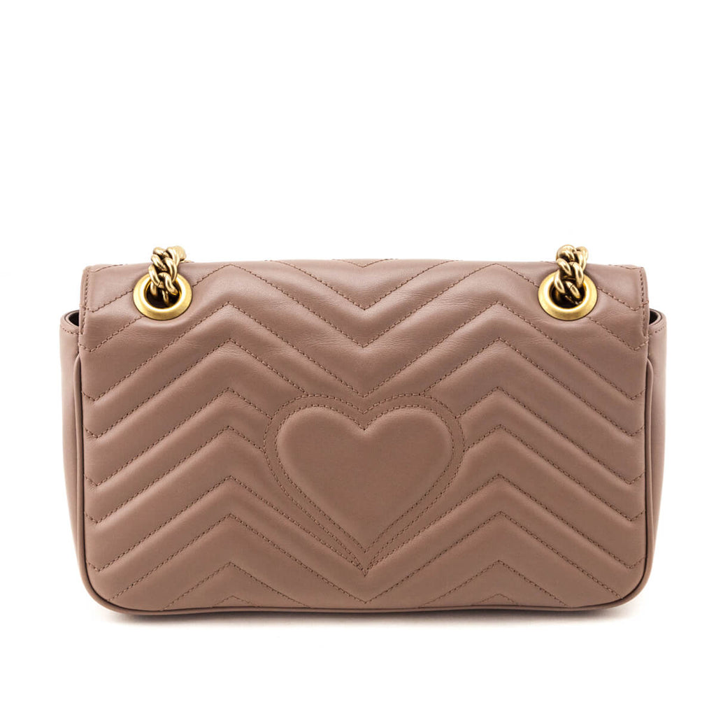 Gucci Porcelain Rose Calfskin Matelasse Small GG Marmont Shoulder Bag