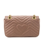 Gucci Porcelain Rose Calfskin Matelasse Small GG Marmont Shoulder Bag