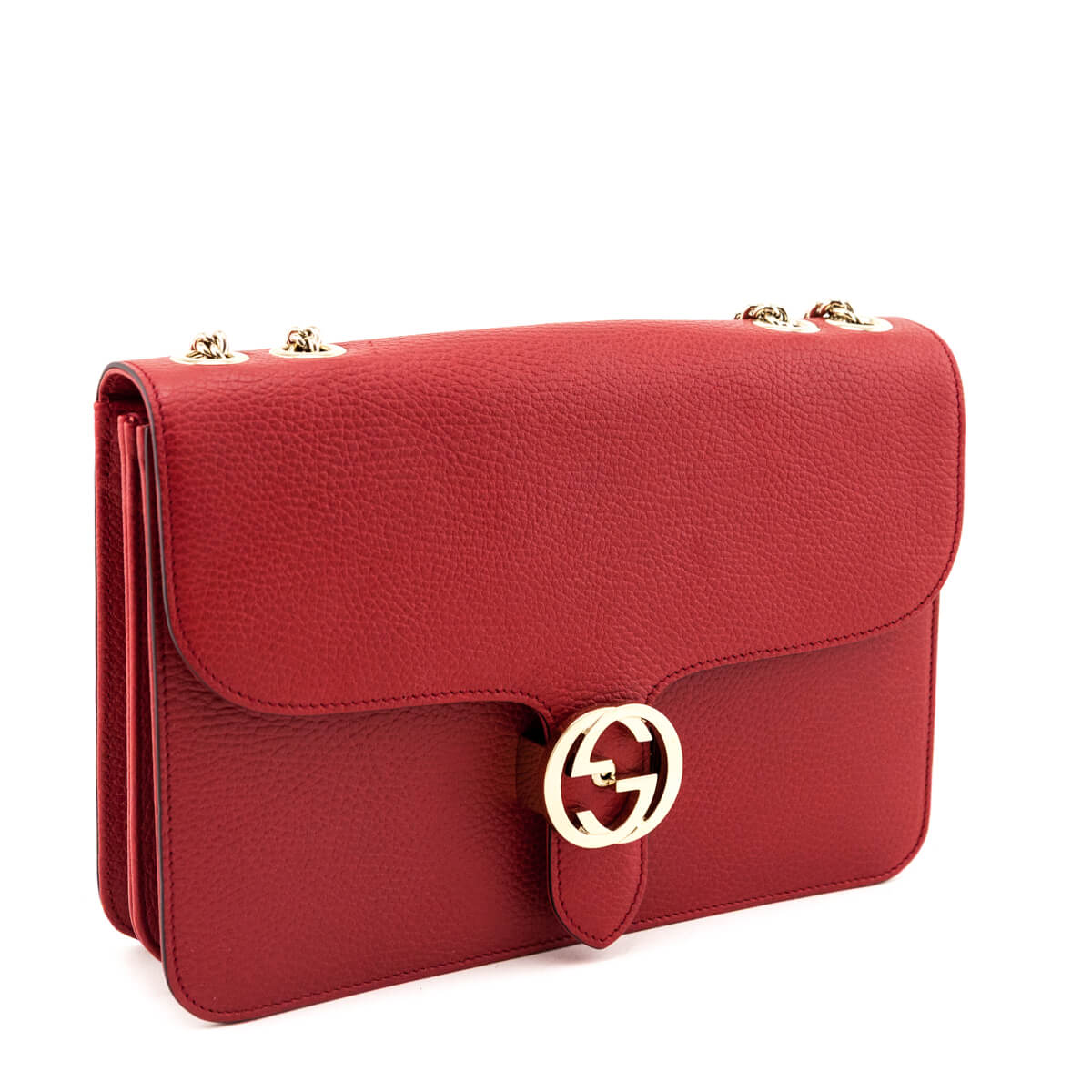Gucci Red Dollar Calfskin Interlocking G Shoulder Bag