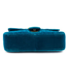Gucci Teal Velvet Matelasse Small GG Marmont Shoulder Bag