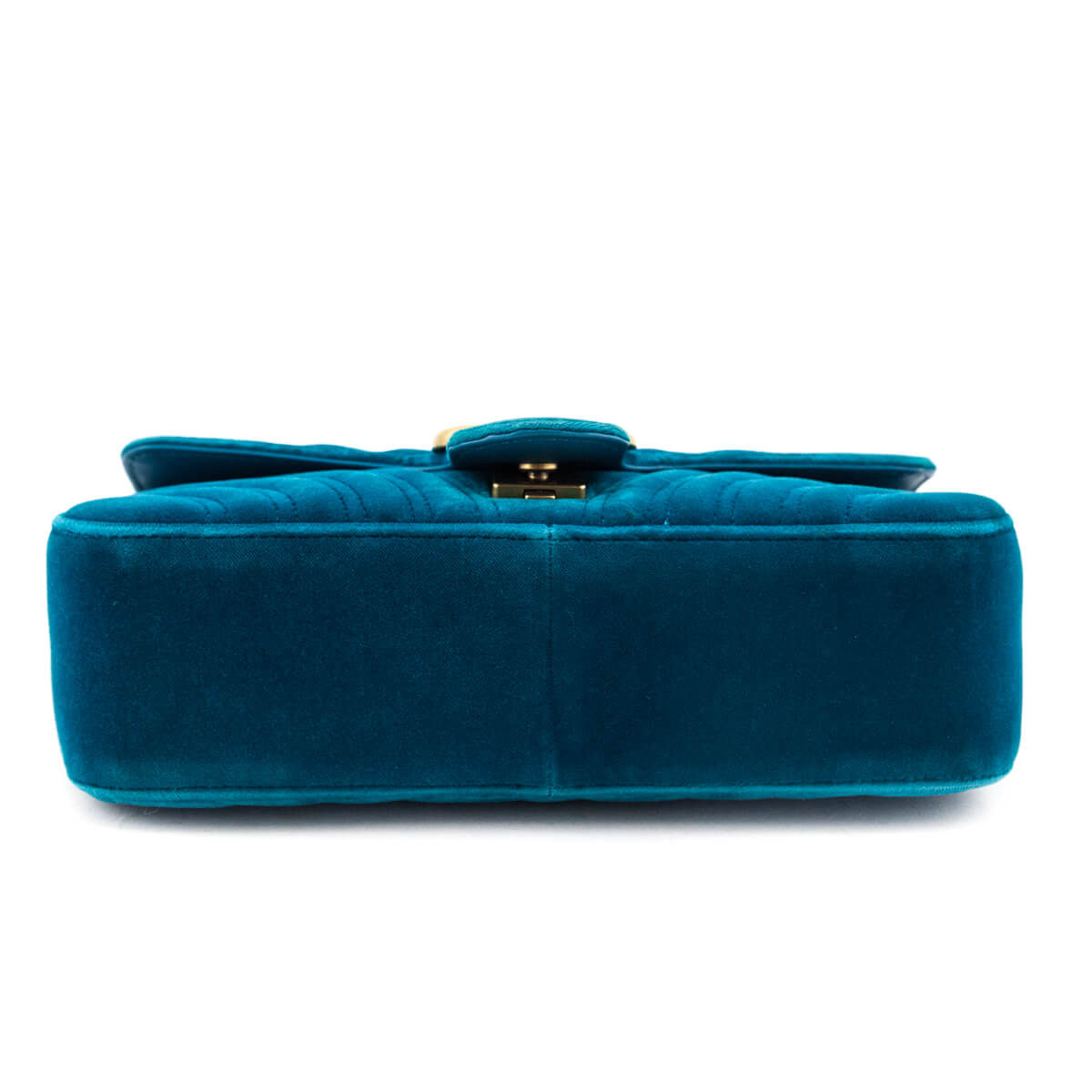 Gucci Teal Velvet Matelasse Small GG Marmont Shoulder Bag