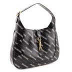 Gucci X Balenciaga Black Calfskin Logo Print Medium Jackie 1961 Hobo