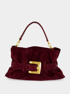 Burgundy Anthem Medium Suede Leather Bag