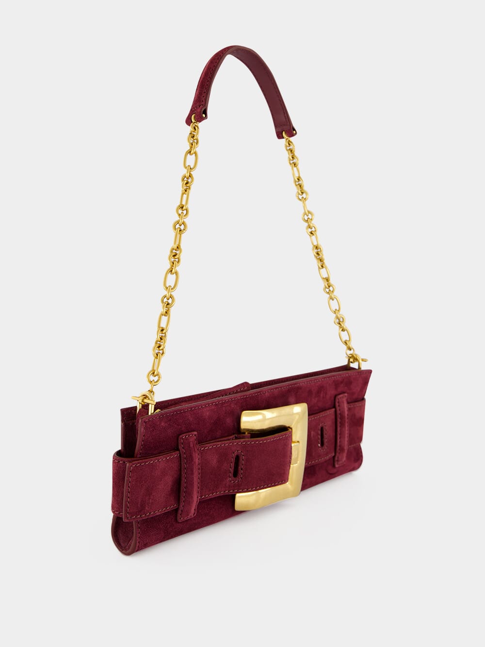 Burgundy Anthem Suede Clutch Bag