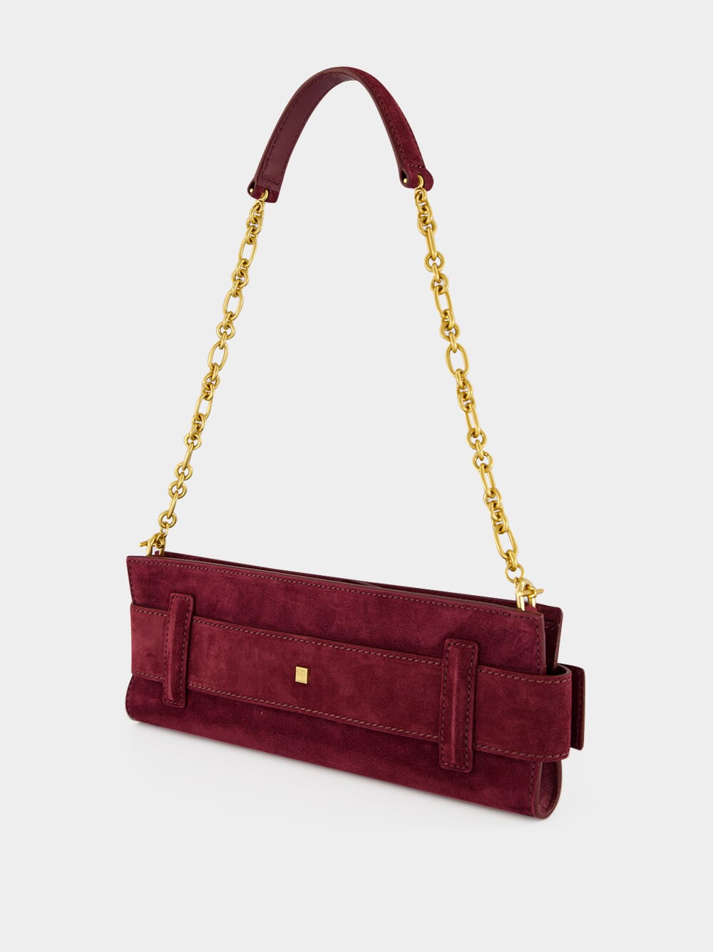 Burgundy Anthem Suede Clutch Bag