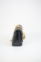 CHANEL Lambskin Quilted Mini Sweet Camellia Flap Black