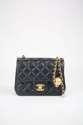 CHANEL Lambskin Quilted Mini Pearl Crush Flap Black
