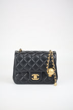 CHANEL Lambskin Quilted Mini Pearl Crush Flap Black