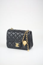 CHANEL Lambskin Quilted Mini Pearl Crush Flap Black