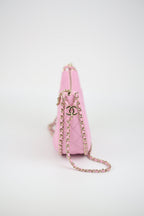 CHANEL Lambskin Quilted Small Hobo Bag Light Pink