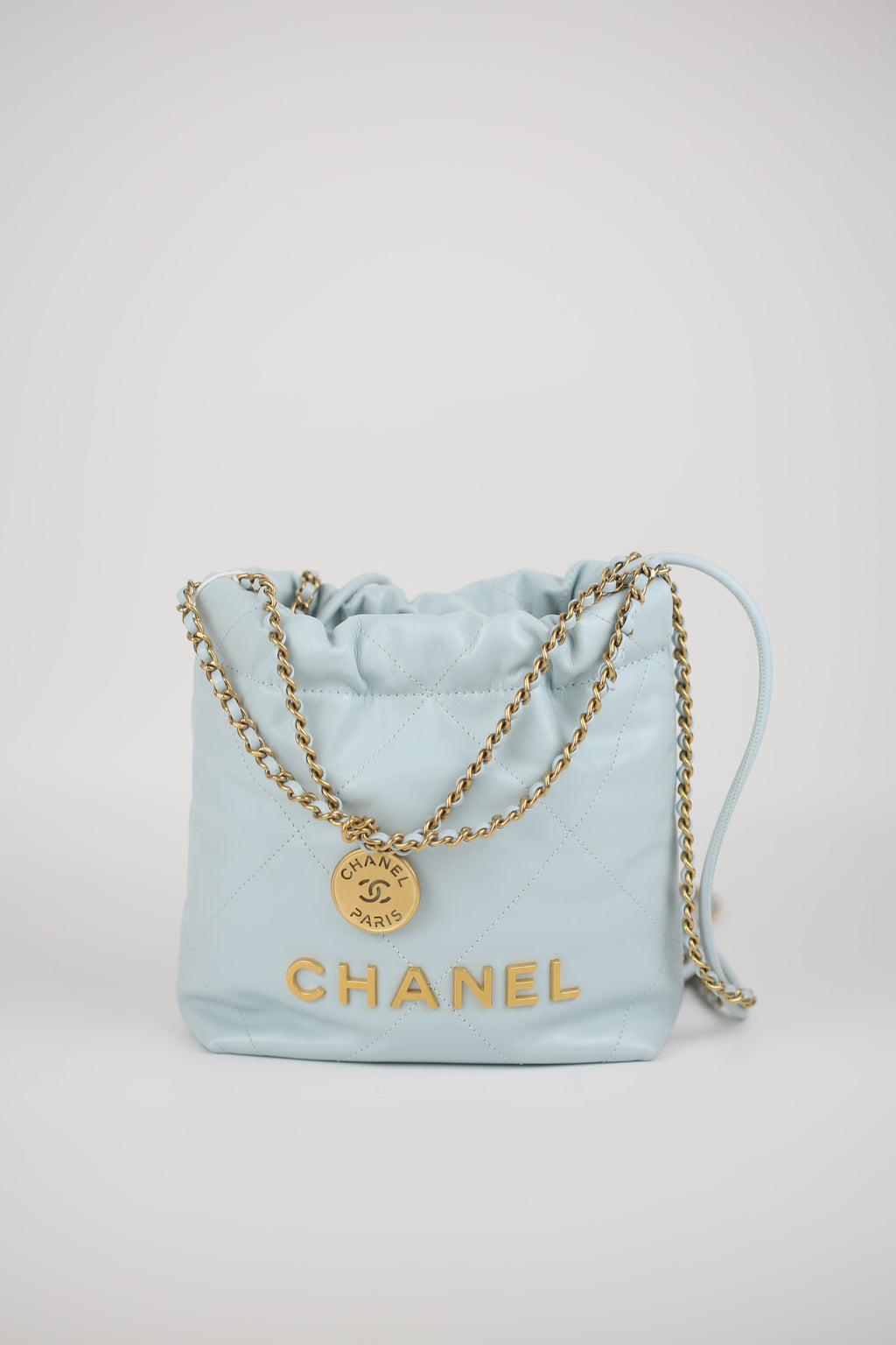 CHANEL Mini 22 Bag in Light Blue Calfskin Light Blue