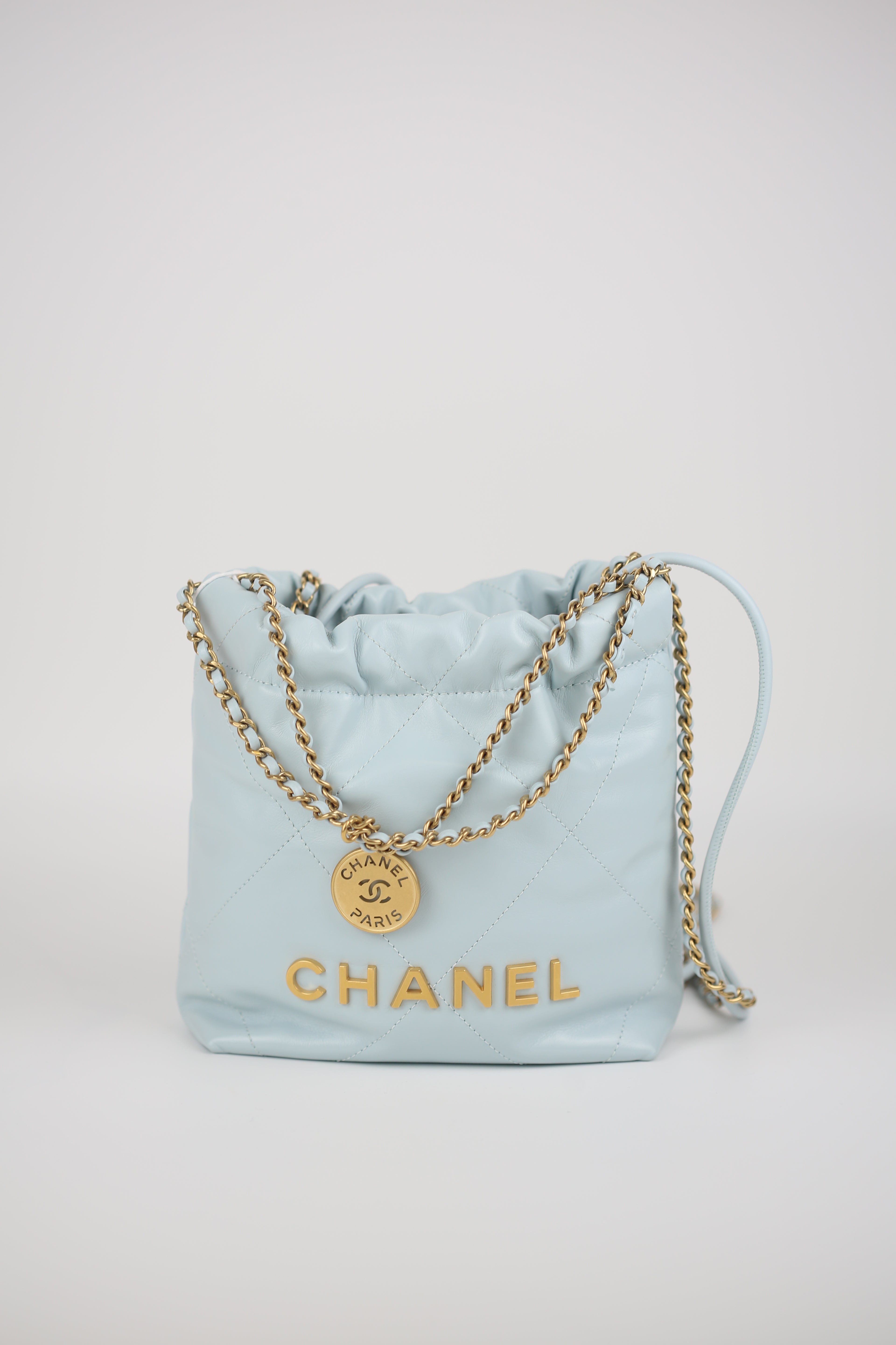 CHANEL Mini 22 Bag in Light Blue Calfskin Light Blue