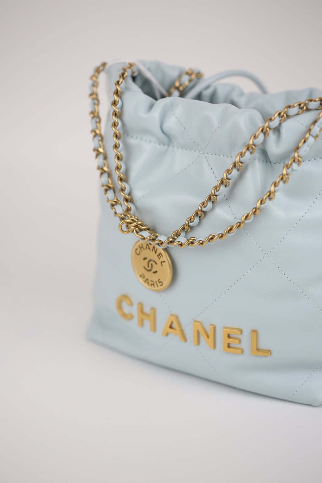 CHANEL Mini 22 Bag in Light Blue Calfskin Light Blue