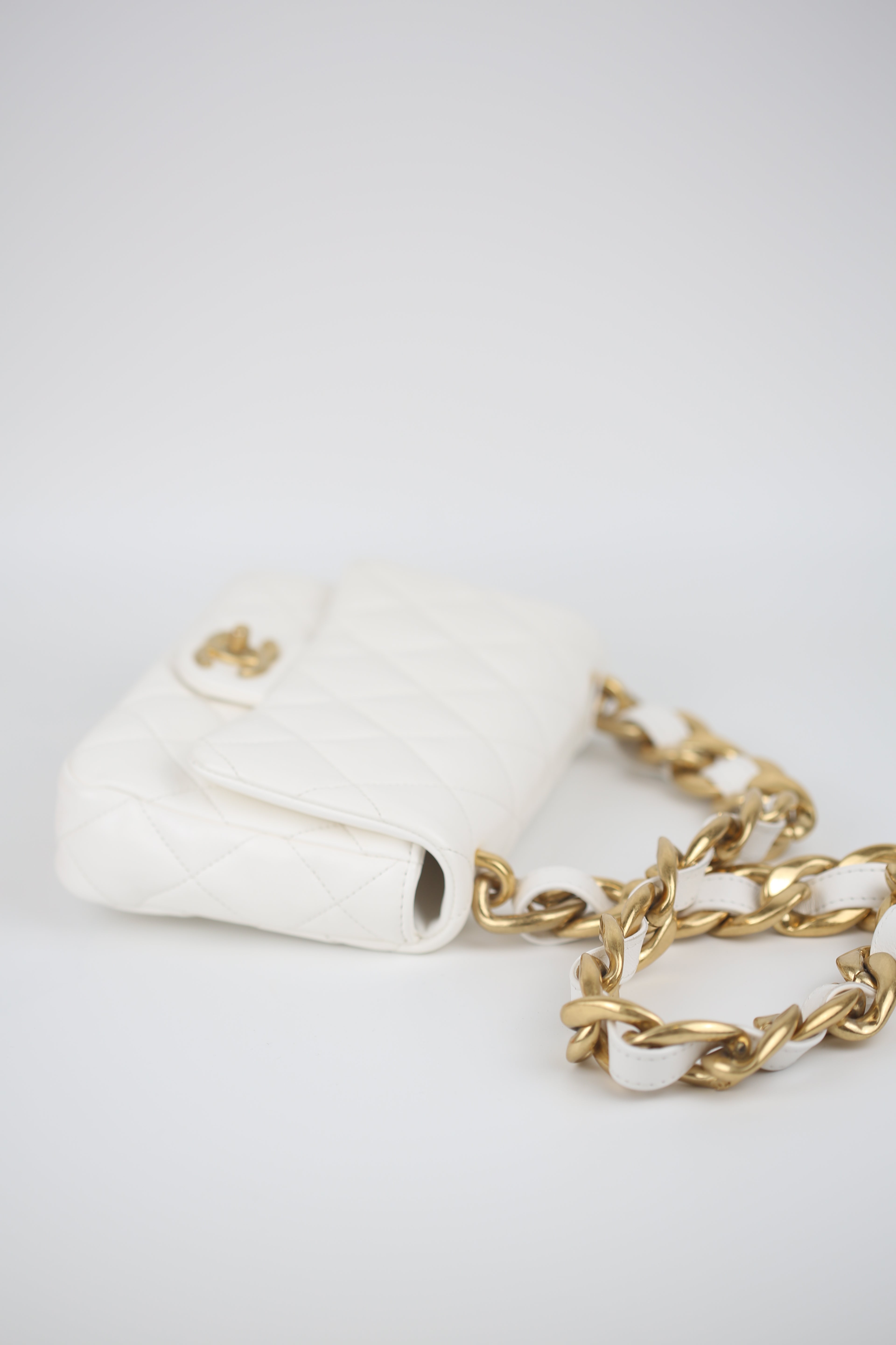 CHANEL lambskin white Flap bag