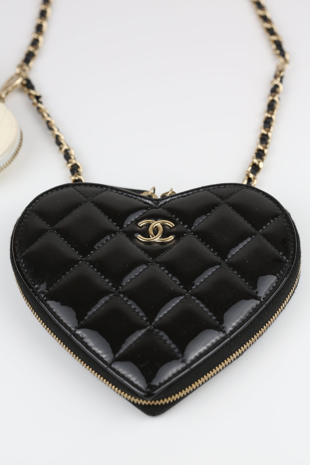 Chanel Heart mini bag Patent Black & Cream white
