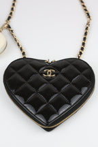 Chanel Heart mini bag Patent Black & Cream white