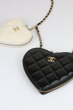 Chanel Heart mini bag Patent Black & Cream white