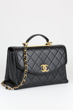 Chanel Handle with Chain Black & Gold