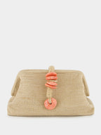 Petra Beige Linen and Jute Clutch