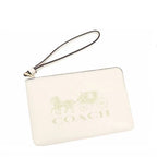 Coach Bag Vintage Vanilla Cream Zip Wristlet Horse Carriage Leather Handbag NEW