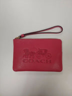 Coach Bag Poppy Vintage Mauve Red Zip Wristlet Horse Carriage Leather Handbag NEW