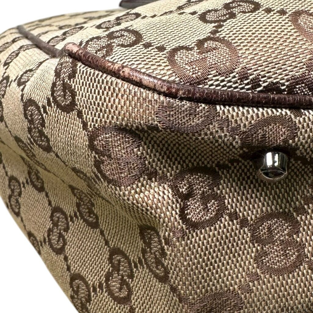 Gucci Swing Canvas Monogram Shoulder Bag Brown