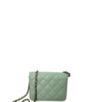 Chanel Pearl Crush Flap Quilted Clutch With Chain Mint Mini