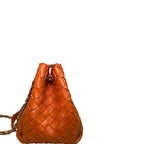 Bottega Veneta Parachute Woven Leather Chain Shoulder Bag Orange Small