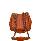 Bottega Veneta Parachute Woven Leather Chain Shoulder Bag Orange Small