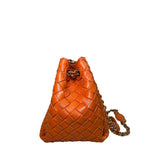Bottega Veneta Parachute Woven Leather Chain Shoulder Bag Orange Small
