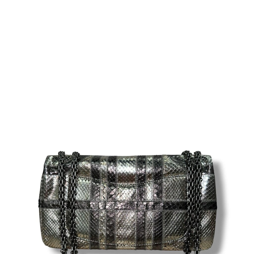 Chanel Paris Bombay Python CC Single Flap Chain Shoulder Bag Metallic
