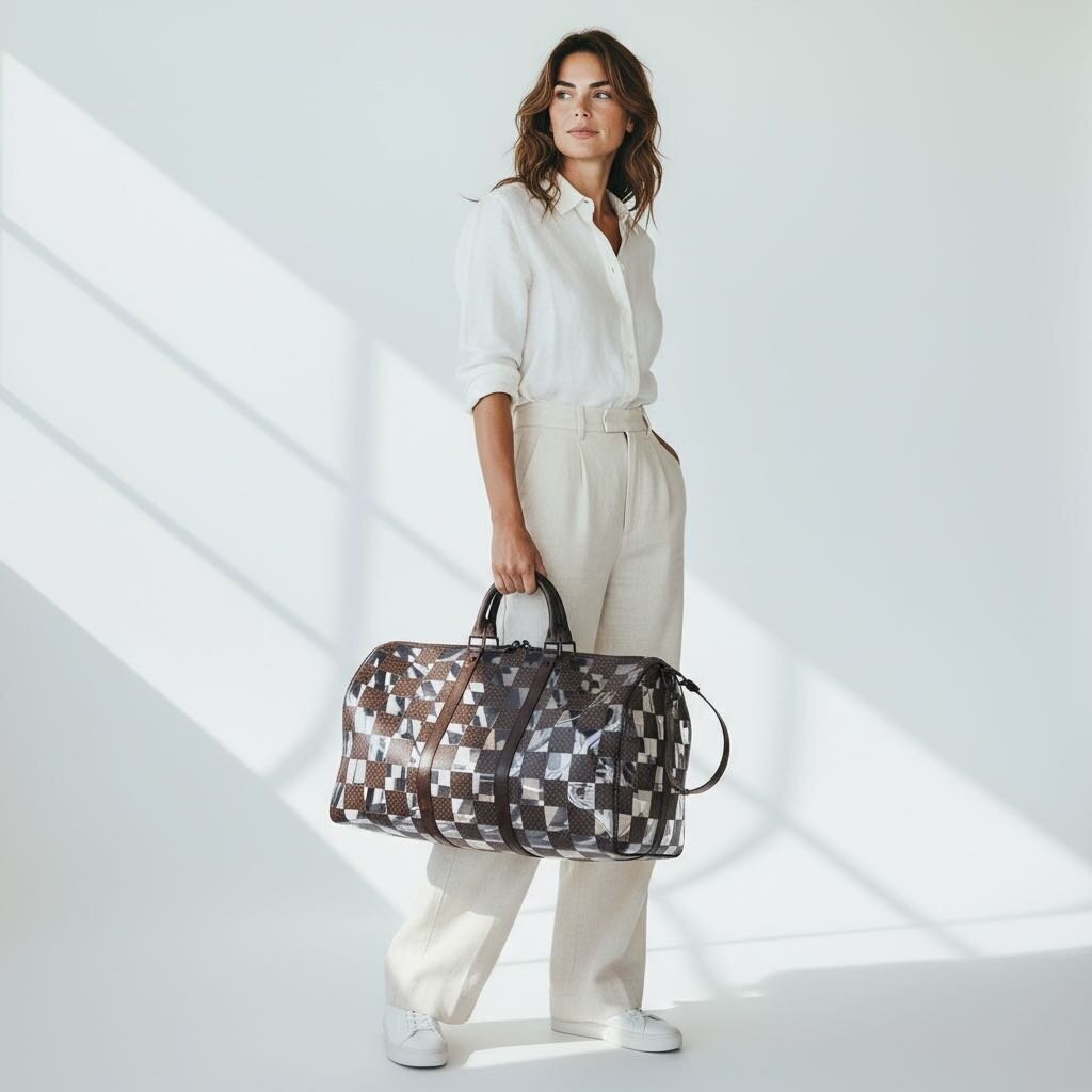 Louis Vuitton PVC Monogram Chess Keepall Bandouliere Bag 50