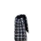 Chanel Tweed Classic Double Flap Bag Silver Hardware Black and White Medium